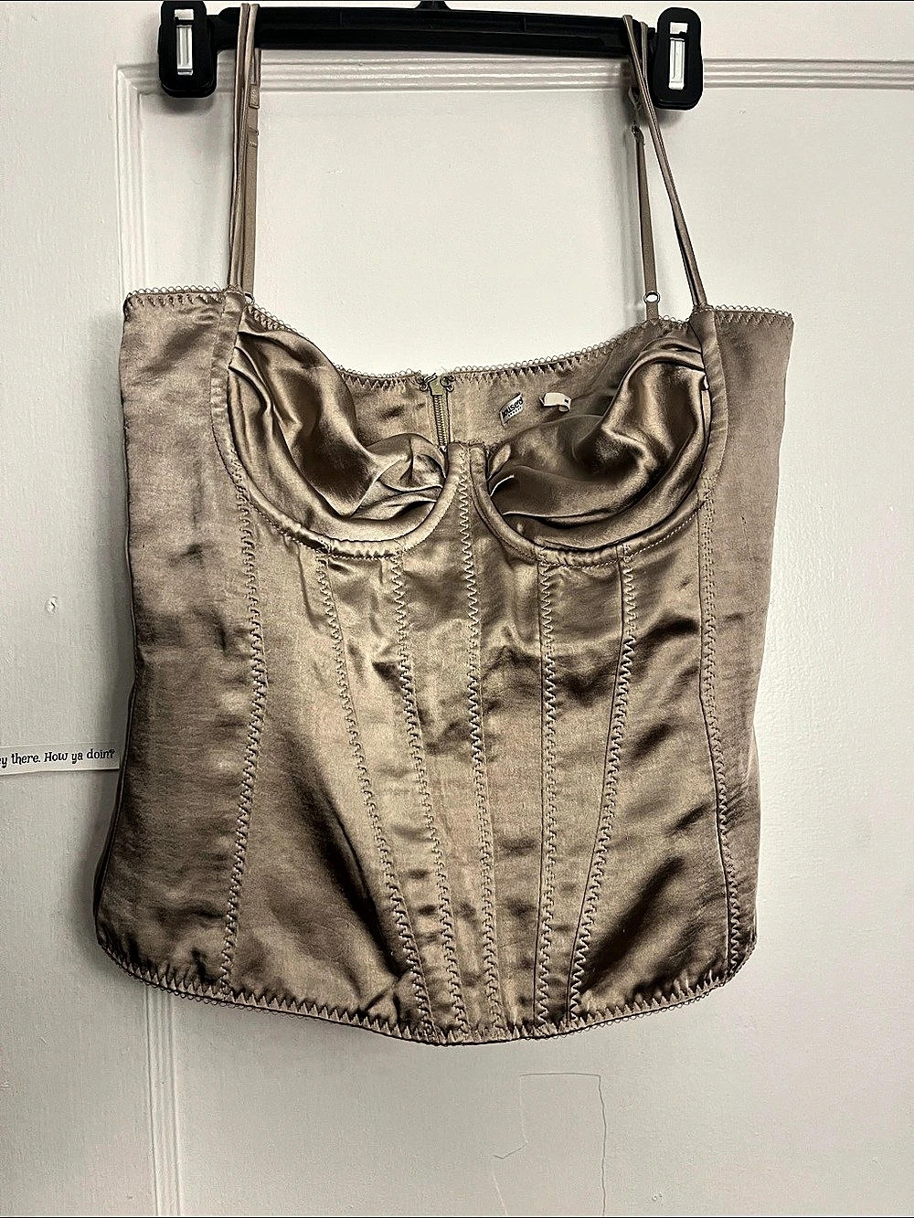 house of cb Satin Corset Camisole in Brown Size Medium Like New